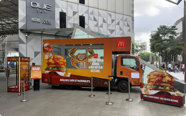 McDonald’s chilli crab burger roving activation truck in Singapore