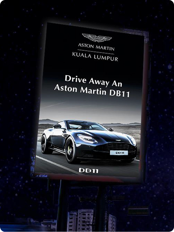 Aston Martin DB11 billboard in Kuala Lumpur, Malaysia